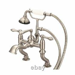 Vintage Classic Adjustable Center Deck Mount Tub Faucet With Handheld Shower
