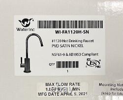 WATER INC. SATIN NICKEL HOT WATER FAUCET KIT#WI-FA1120H-SN FOR HOMEorWORK, C-Pics