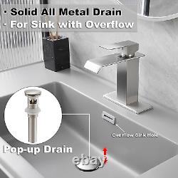 Waterfall Bathroom Faucet Modern Faucet for Bathroom Sink with Pop up Drain Asse