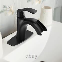 Waterfall Bathroom Faucet, Single Handle Modern Bathroom Faucets for 1 or 3 Hole