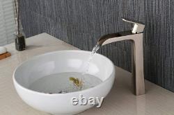 Waterfall Bathroom Faucet Vessel Sink Faucet Vanity Brushed Nickel Modern with P