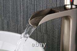 Waterfall Bathroom Faucet Vessel Sink Faucet Vanity Brushed Nickel Modern with P