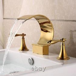Weibath Waterfall Widespread Bathroom Sink Faucet 3 Hole Double Lever Handle Lav