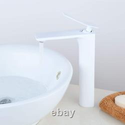 White Finish Bathroom Vessel Sink Faucet 1 Handle Single Hole Deck Mount Lavator