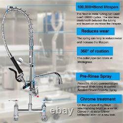 XIUBE Commercial Sink Faucet with Pre Rinse Sprayer, 8 Inch Center 27 Inch Heigh