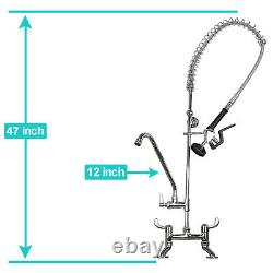 YooGyy Commercial Deck Mount 4-8 Inch Adjustable Center Kitchen Faucet with Pre