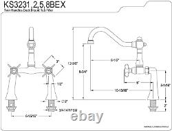 Kingston Brass Ks3238bex Essex 7-inch Center Deck Mount Clawfoot Tub Faucet