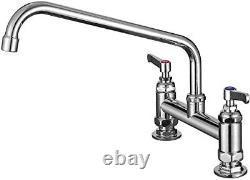 Robinet d'évier commercial CWM de 8 pouces avec robinets commerciaux à centre de 12 pouces et pivotant à 180 degrés.