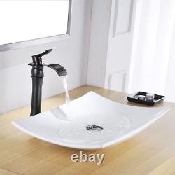 Robinet de lavabo en vasque, bronze huilé, style ferme, cascade, trou unique, salle de bain