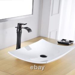 Robinet de lavabo en vasque, bronze huilé, style ferme, cascade, trou unique, salle de bain