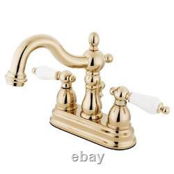 Robinetterie de lavabo à 4 pouces de la collection Heritage de Kingston Brass en laiton poli