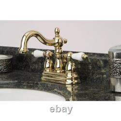 Robinetterie de lavabo à 4 pouces de la collection Heritage de Kingston Brass en laiton poli