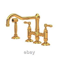 Rohl A1458LMWSIB-2 Acqui Colonne Bec Pont 3 Pattes Robinet de Cuisine avec Douchette